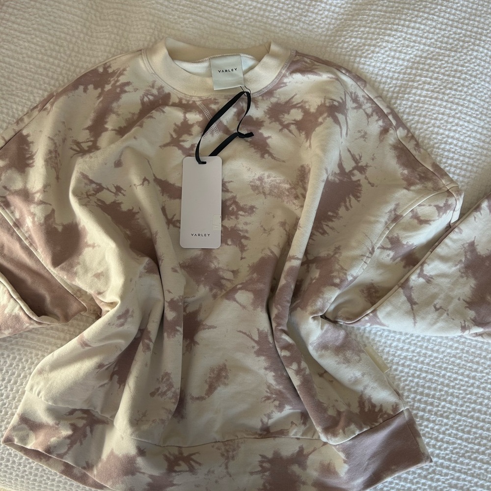 Varley Beige and Brown Tie-Dye Sweatshirt